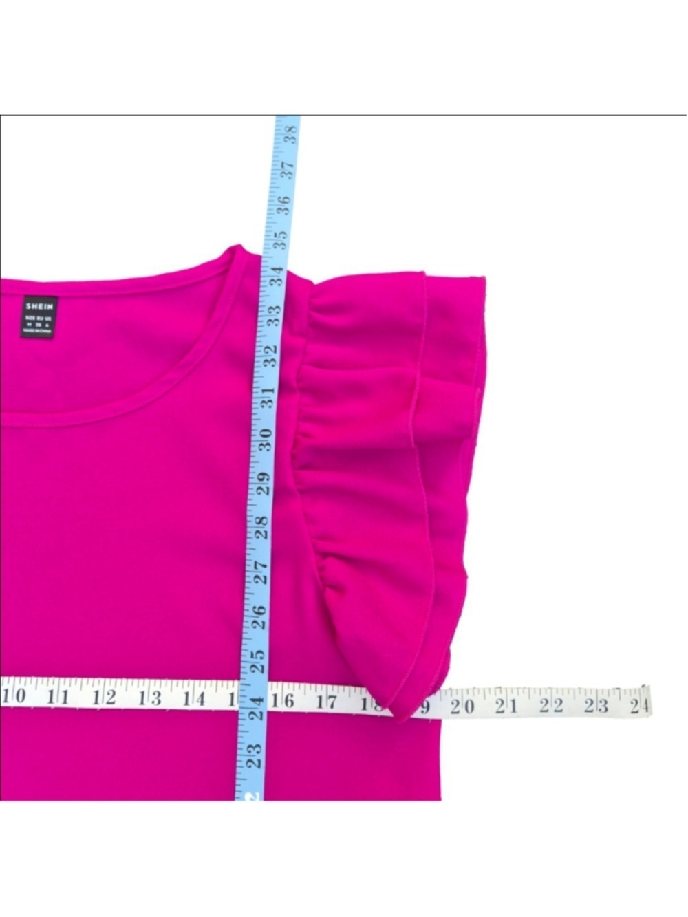 Women's SHEIN Fuchsia Ruffle Sleeve Mini Dress Size 6 - Picture 7 of 9